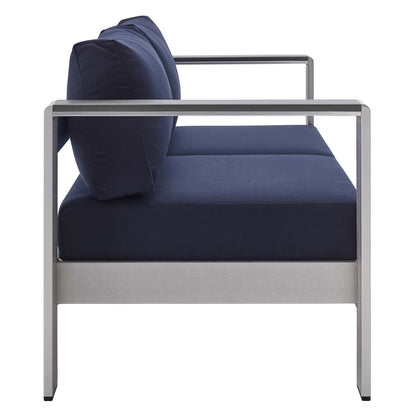 Modway Furniture Shore Sunbrella Fabric Outdoor Patio Aluminum 3 Piece Set by Modway - EEI-4313-SLV-GRY-SET