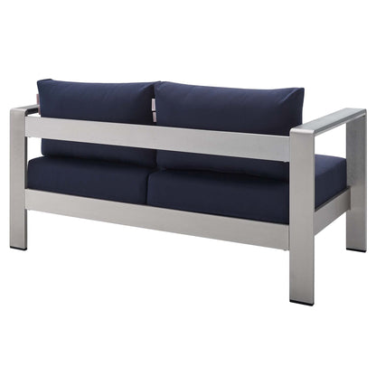 Modway Furniture Shore Sunbrella Fabric Outdoor Patio Aluminum 3 Piece Set by Modway - EEI-4313-SLV-GRY-SET