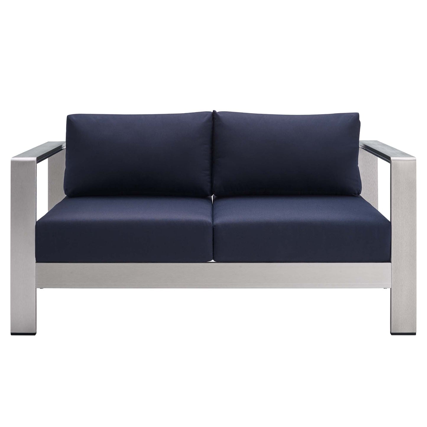 Modway Furniture Shore Sunbrella Fabric Outdoor Patio Aluminum 3 Piece Set by Modway - EEI-4313-SLV-GRY-SET