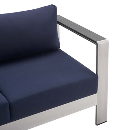 Modway Furniture Shore Sunbrella Fabric Outdoor Patio Aluminum 3 Piece Set by Modway - EEI-4313-SLV-GRY-SET