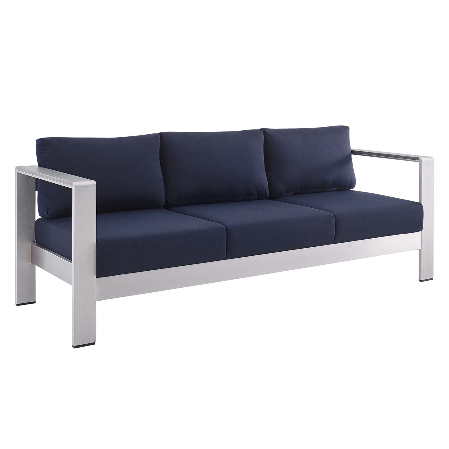 Modway Furniture Shore Sunbrella Fabric Outdoor Patio Aluminum 3 Piece Set by Modway - EEI-4313-SLV-GRY-SET