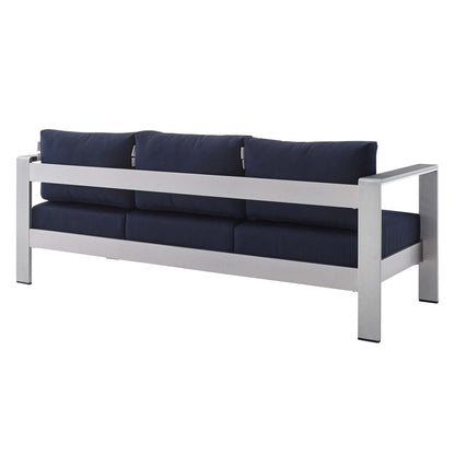 Modway Furniture Shore Sunbrella Fabric Outdoor Patio Aluminum 3 Piece Set by Modway - EEI-4313-SLV-GRY-SET