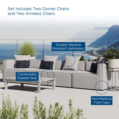 Modway Furniture Saybrook Outdoor Patio Upholstered 4-Piece Sectional Sofa by Modway - EEI-4381-GRY