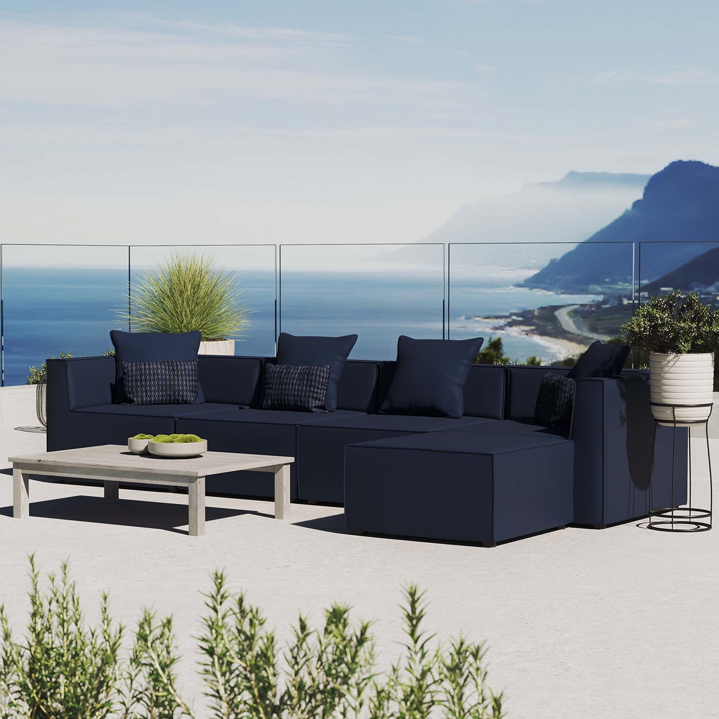 Modway Furniture Saybrook Outdoor Patio Upholstered 5-Piece Sectional Sofa by Modway – EEI-4382