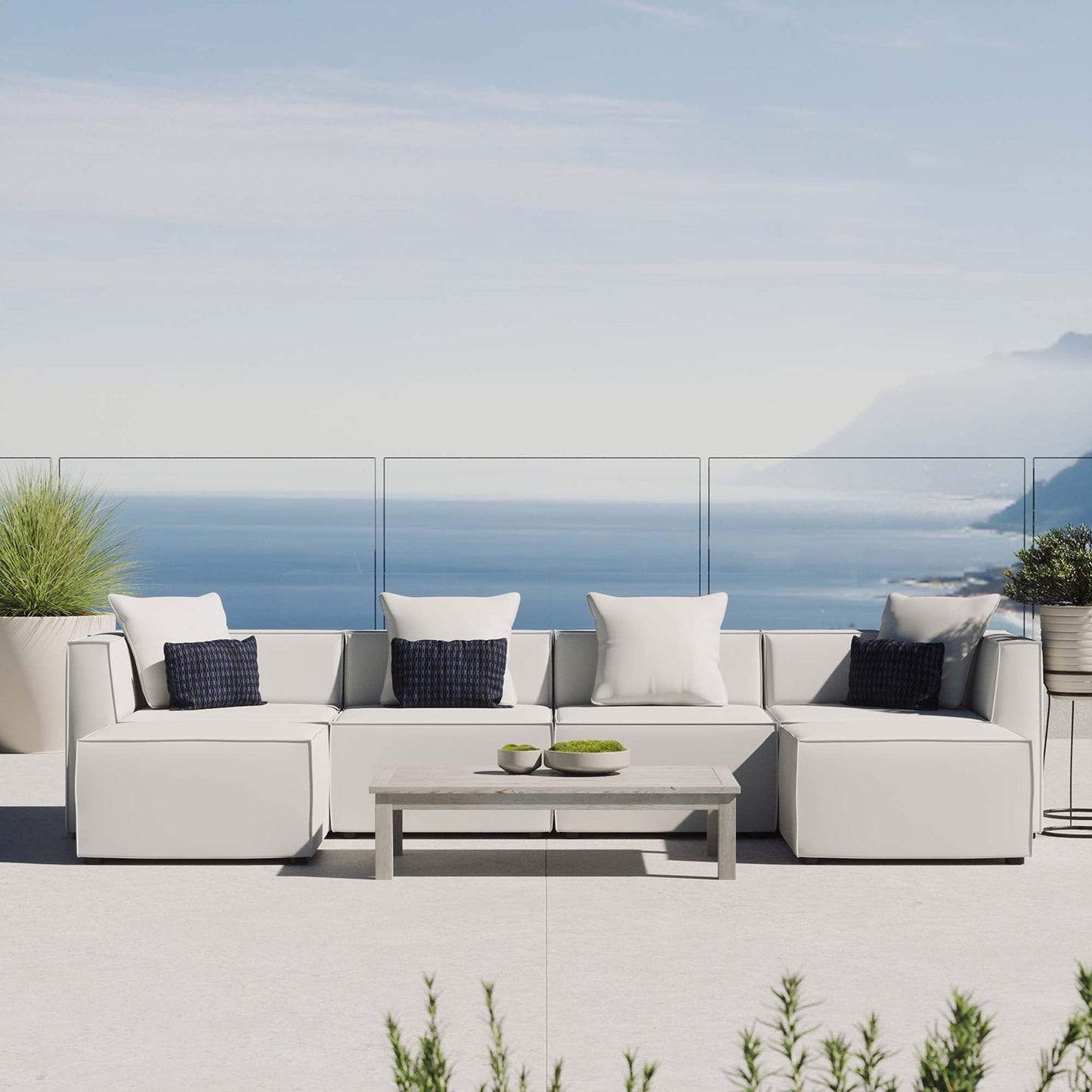 Modway Furniture Saybrook Outdoor Patio Upholstered 6-Piece Sectional Sofa by Modway – EEI-4383