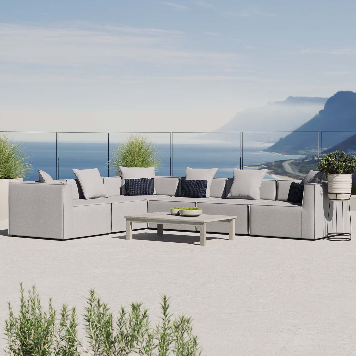 Modway Furniture Saybrook Outdoor Patio Upholstered 6-Piece Sectional Sofa by Modway – EEI-4385