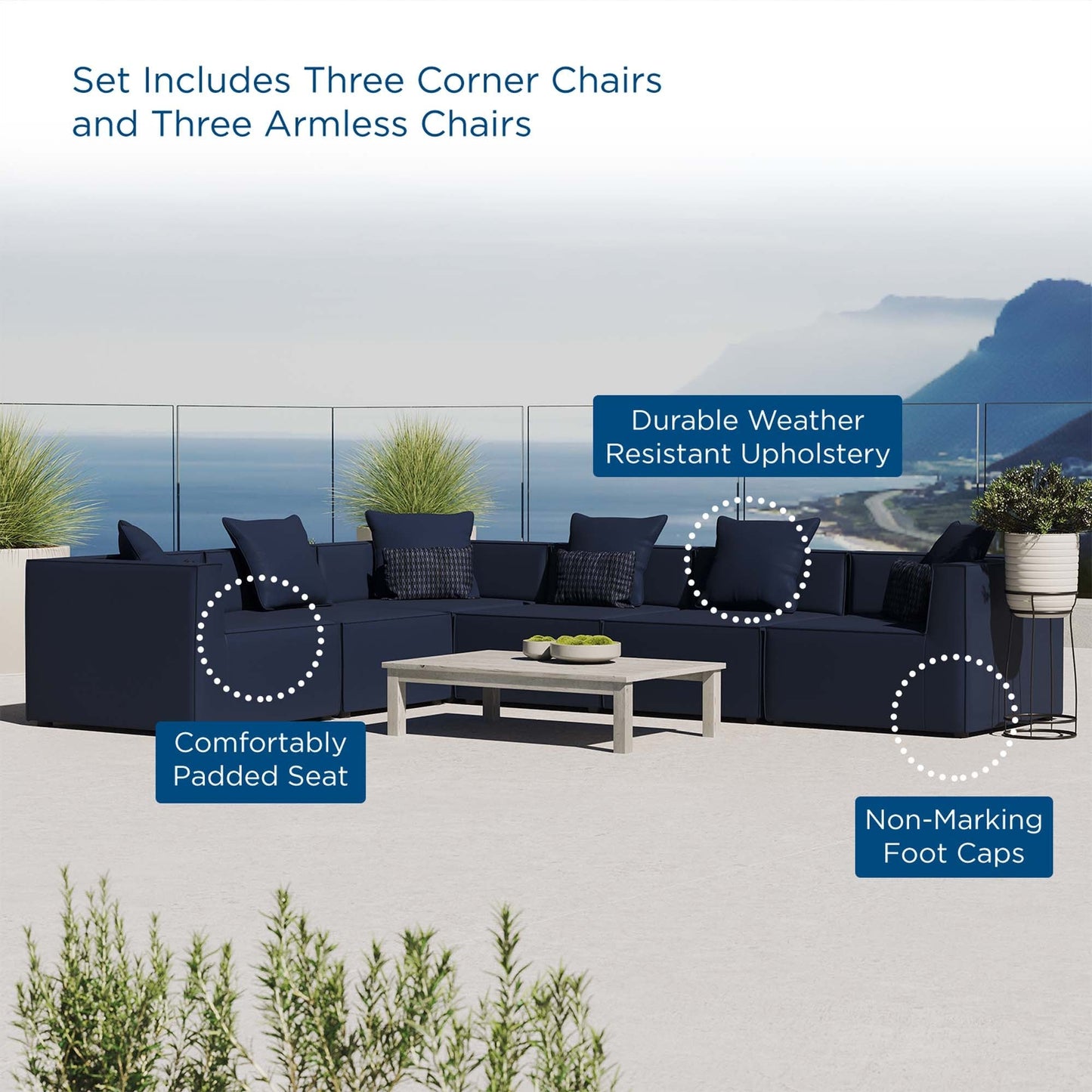 Modway Furniture Saybrook Outdoor Patio Upholstered 6-Piece Sectional Sofa by Modway – EEI-4385