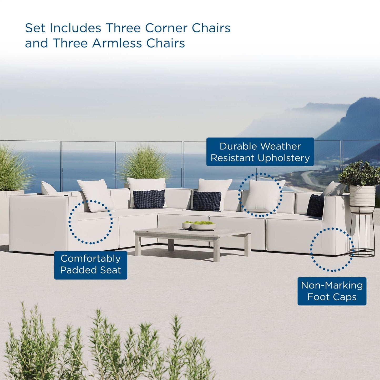 Modway Furniture Saybrook Outdoor Patio Upholstered 6-Piece Sectional Sofa by Modway – EEI-4385