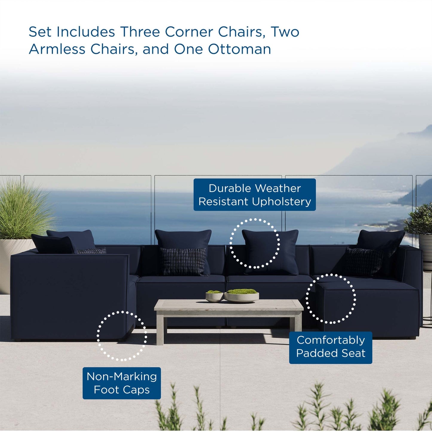 Modway Furniture Saybrook Outdoor Patio Upholstered 6-Piece Sectional Sofa by Modway – EEI-4386