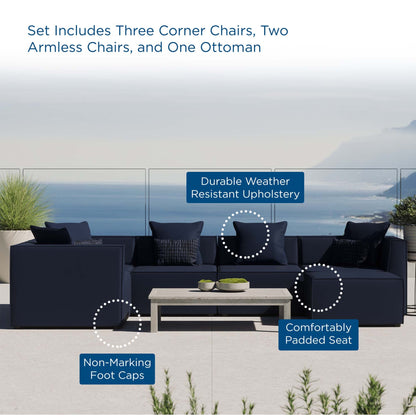 Modway Furniture Saybrook Outdoor Patio Upholstered 6-Piece Sectional Sofa by Modway – EEI-4386