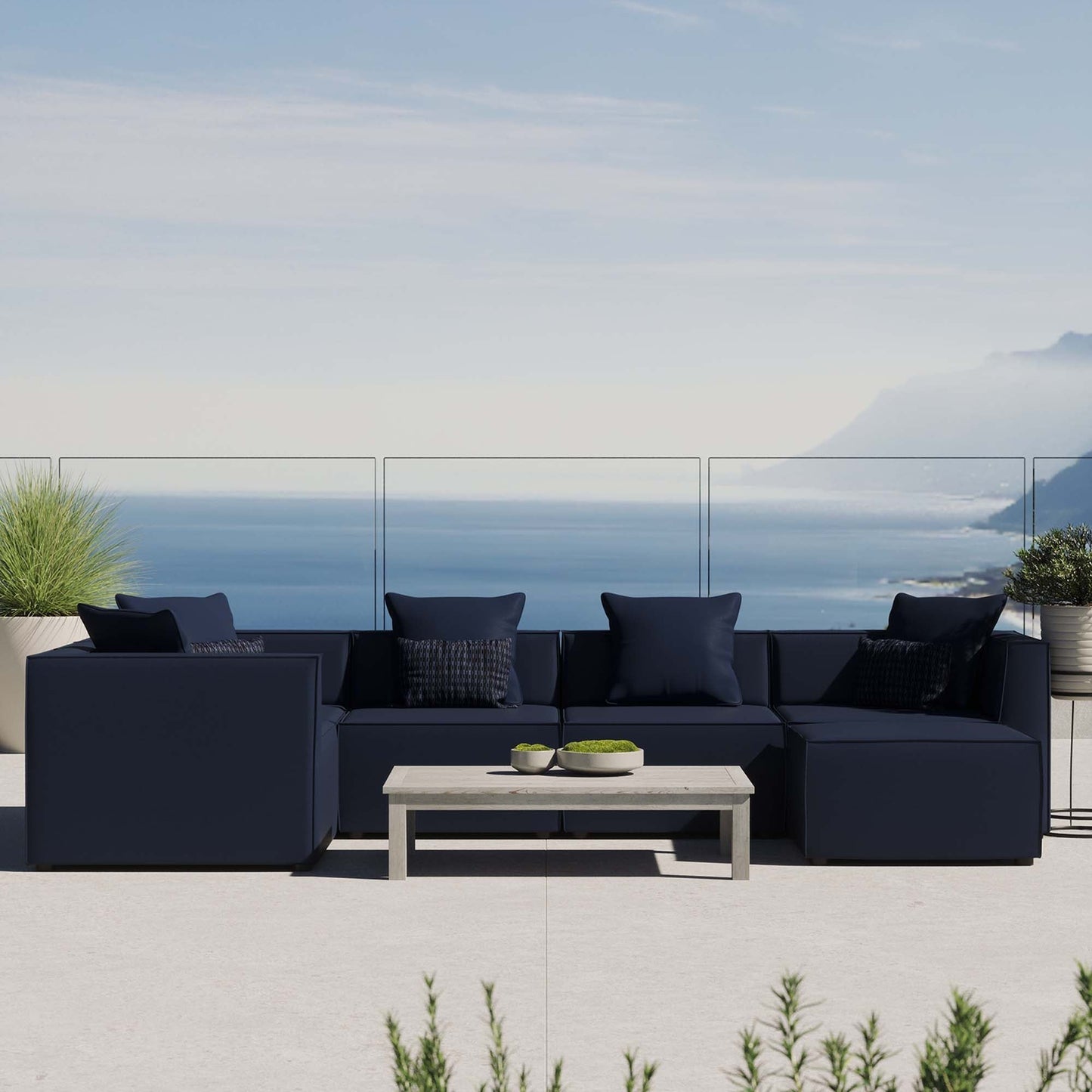 Modway Furniture Saybrook Outdoor Patio Upholstered 6-Piece Sectional Sofa by Modway – EEI-4386