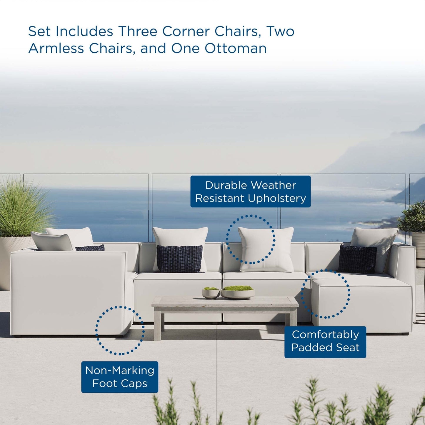 Modway Furniture Saybrook Outdoor Patio Upholstered 6-Piece Sectional Sofa by Modway – EEI-4386