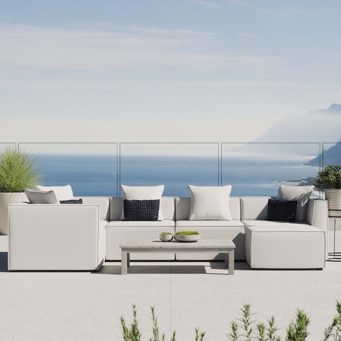Modway Furniture Saybrook Outdoor Patio Upholstered 6-Piece Sectional Sofa by Modway – EEI-4386