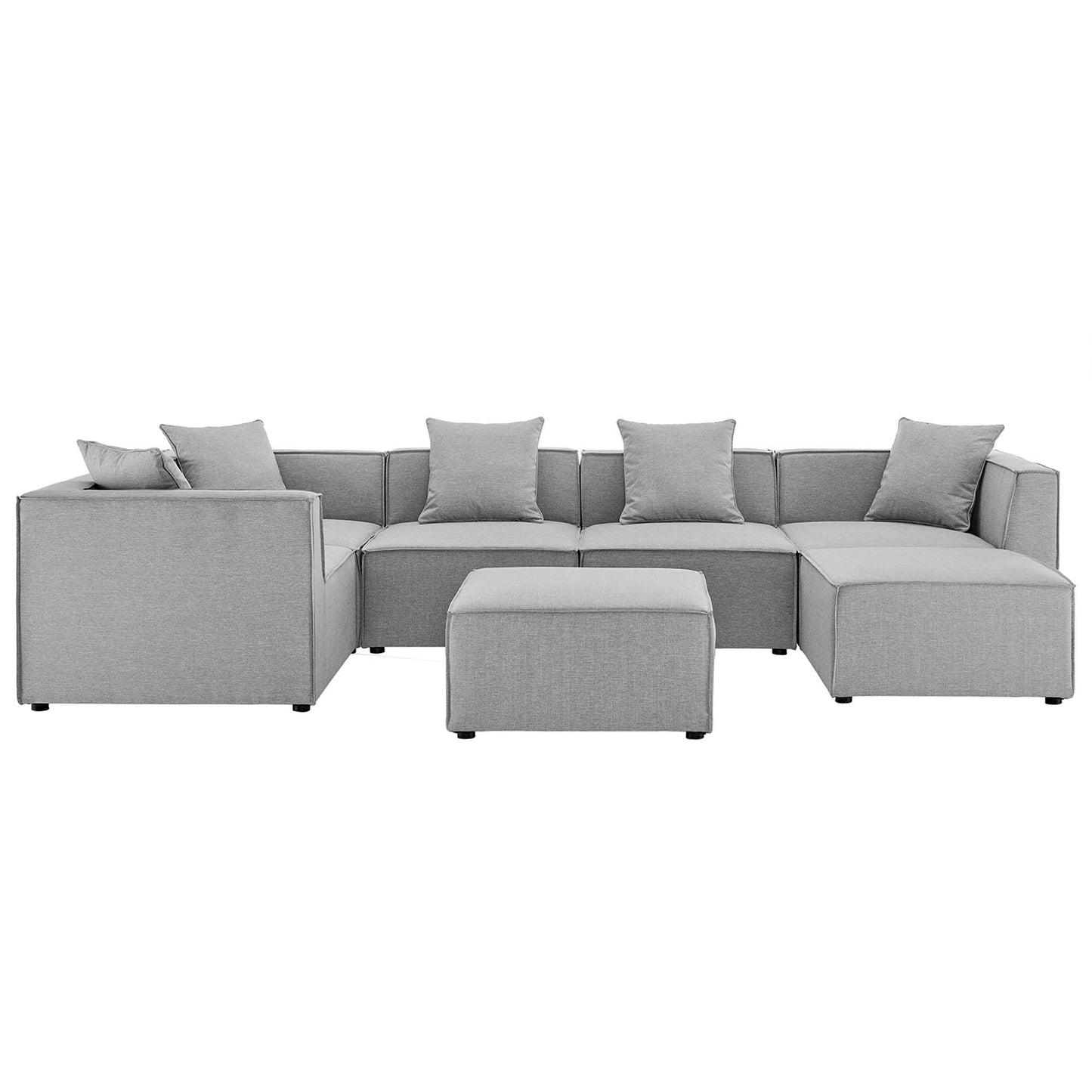 Modway Furniture Saybrook Outdoor Patio Upholstered 7-Piece Sectional Sofa by Modway - EEI-4387-GRY
