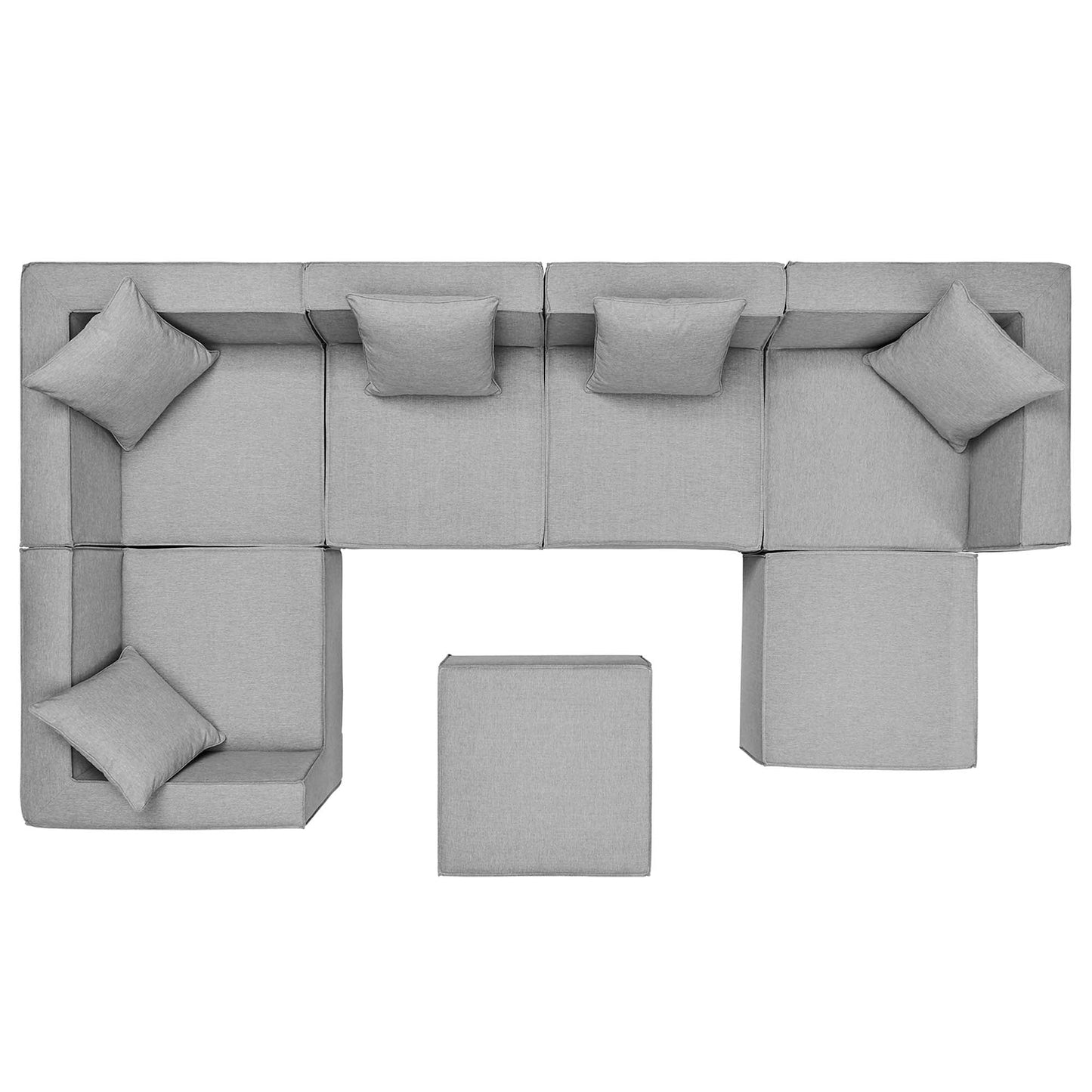 Modway Furniture Saybrook Outdoor Patio Upholstered 7-Piece Sectional Sofa by Modway - EEI-4387-GRY
