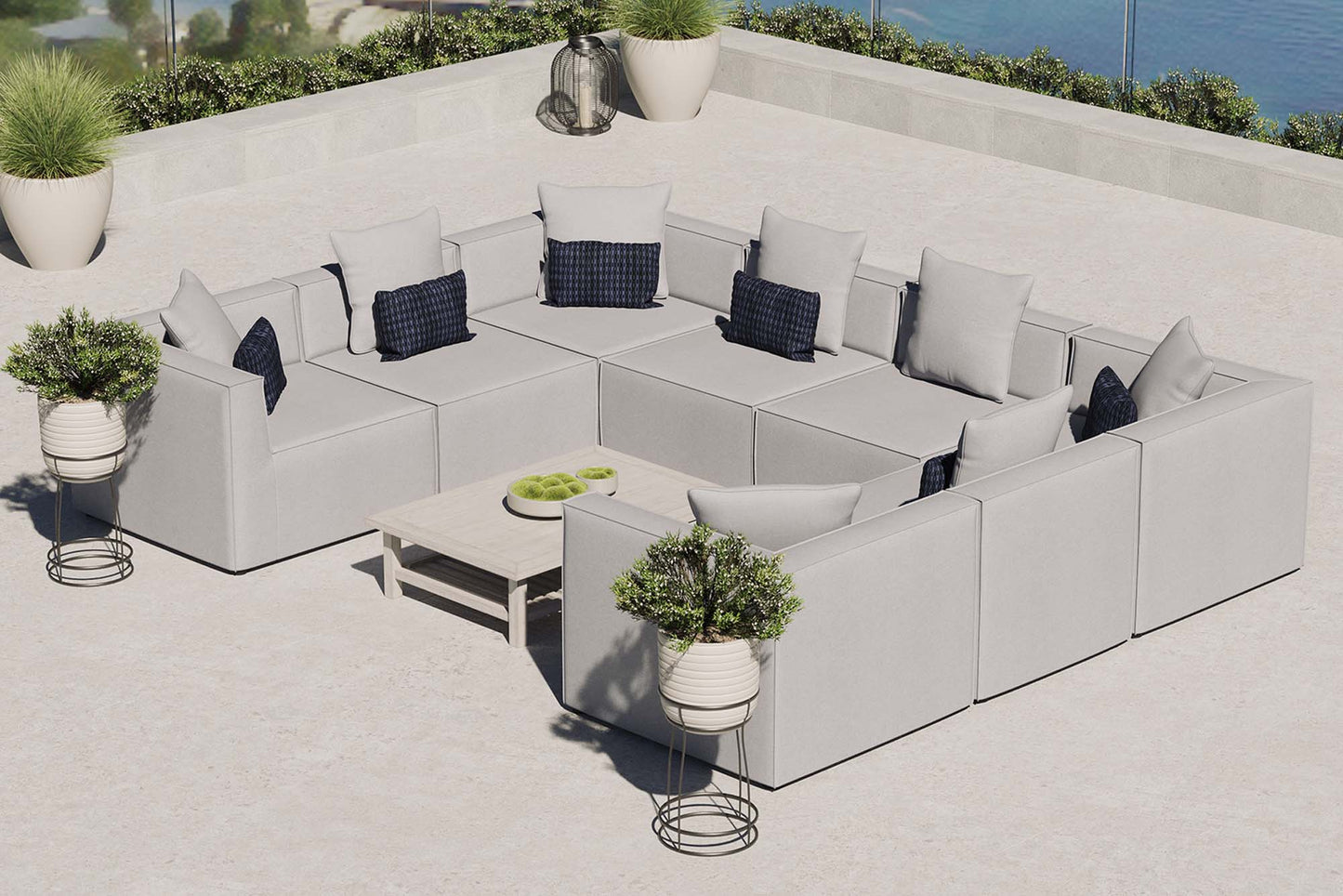 Modway Furniture Saybrook Outdoor Patio Upholstered 8-Piece Sectional Sofa by Modway - EEI-4388-GRY