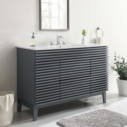 Modway furniture Render 48" Bathroom Vanity with White Basin Included - EEI-4439-WAL-WHI