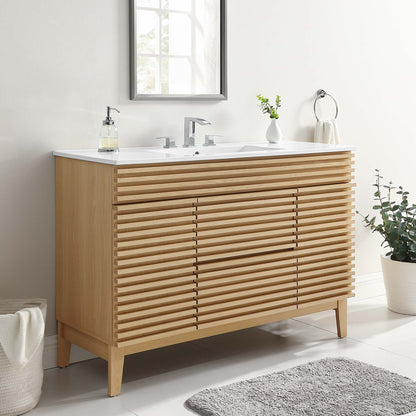 Modway furniture Render 48" Bathroom Vanity with White Basin Included - EEI-4439-WAL-WHI