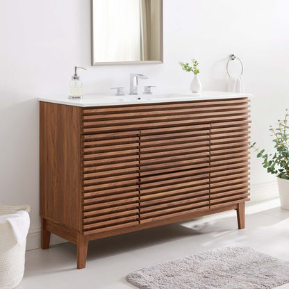 Modway furniture Render 48" Bathroom Vanity with White Basin Included - EEI-4439-WAL-WHI