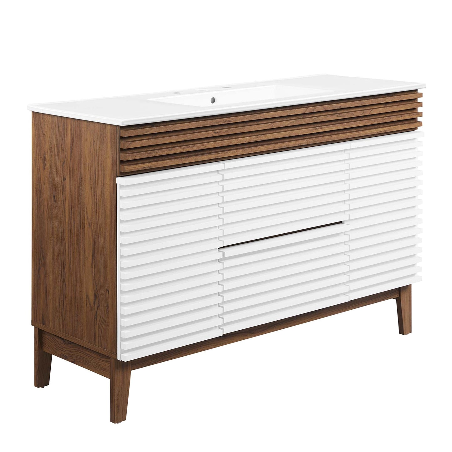 Modway furniture Render 48" Bathroom Vanity with White Basin Included - EEI-4439-WAL-WHI