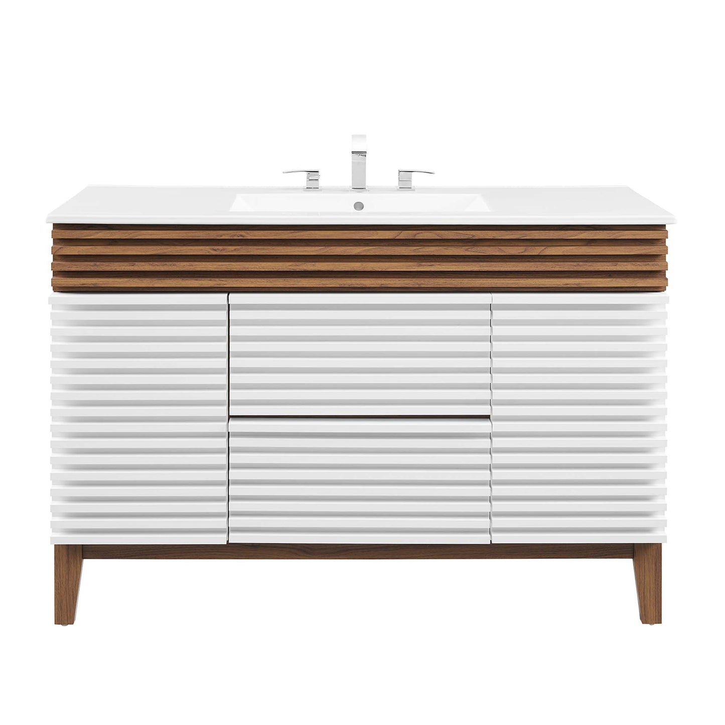 Modway furniture Render 48" Bathroom Vanity with White Basin Included - EEI-4439-WAL-WHI