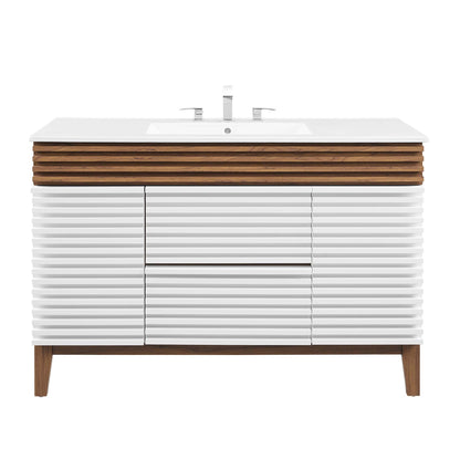 Modway furniture Render 48" Bathroom Vanity with White Basin Included - EEI-4439-WAL-WHI