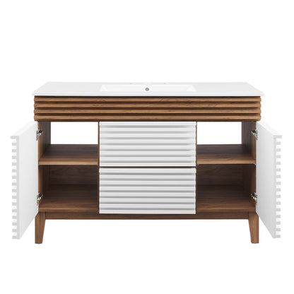 Modway furniture Render 48" Bathroom Vanity with White Basin Included - EEI-4439-WAL-WHI