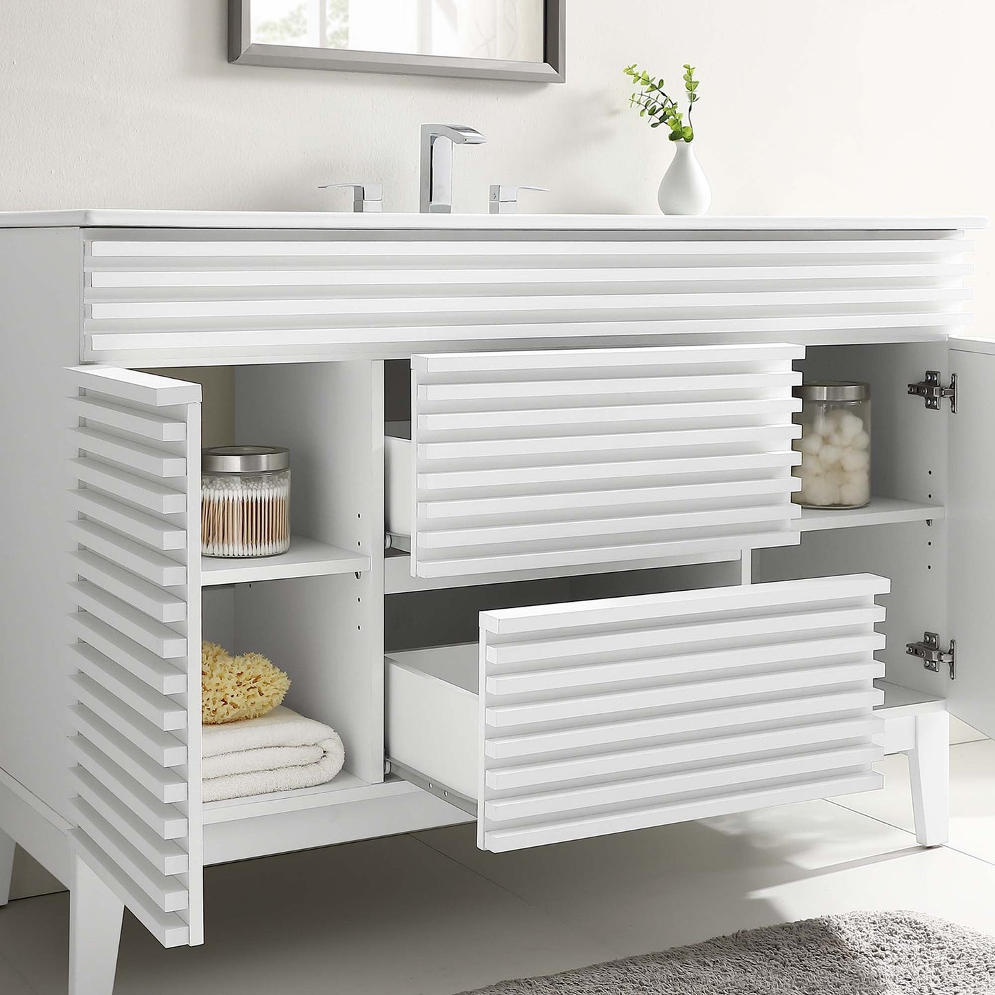 Modway furniture Render 48" Bathroom Vanity with White Basin Included - EEI-4439-WAL-WHI