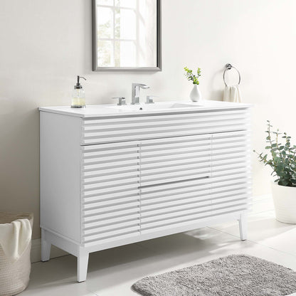 Modway furniture Render 48" Bathroom Vanity with White Basin Included - EEI-4439-WAL-WHI