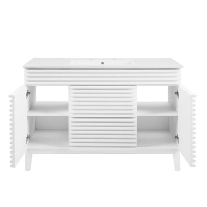 Modway furniture Render 48" Bathroom Vanity with White Basin Included - EEI-4439-WAL-WHI