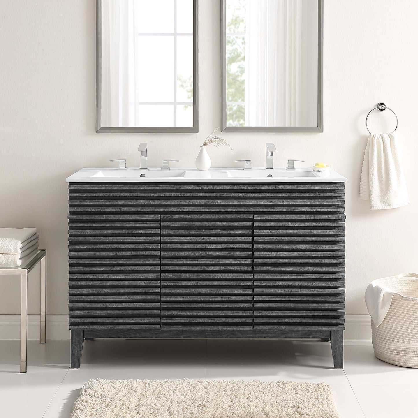 Modway furniture Render 48" Bathroom Vanity with White Basin Included - EEI-4439-WAL-WHI