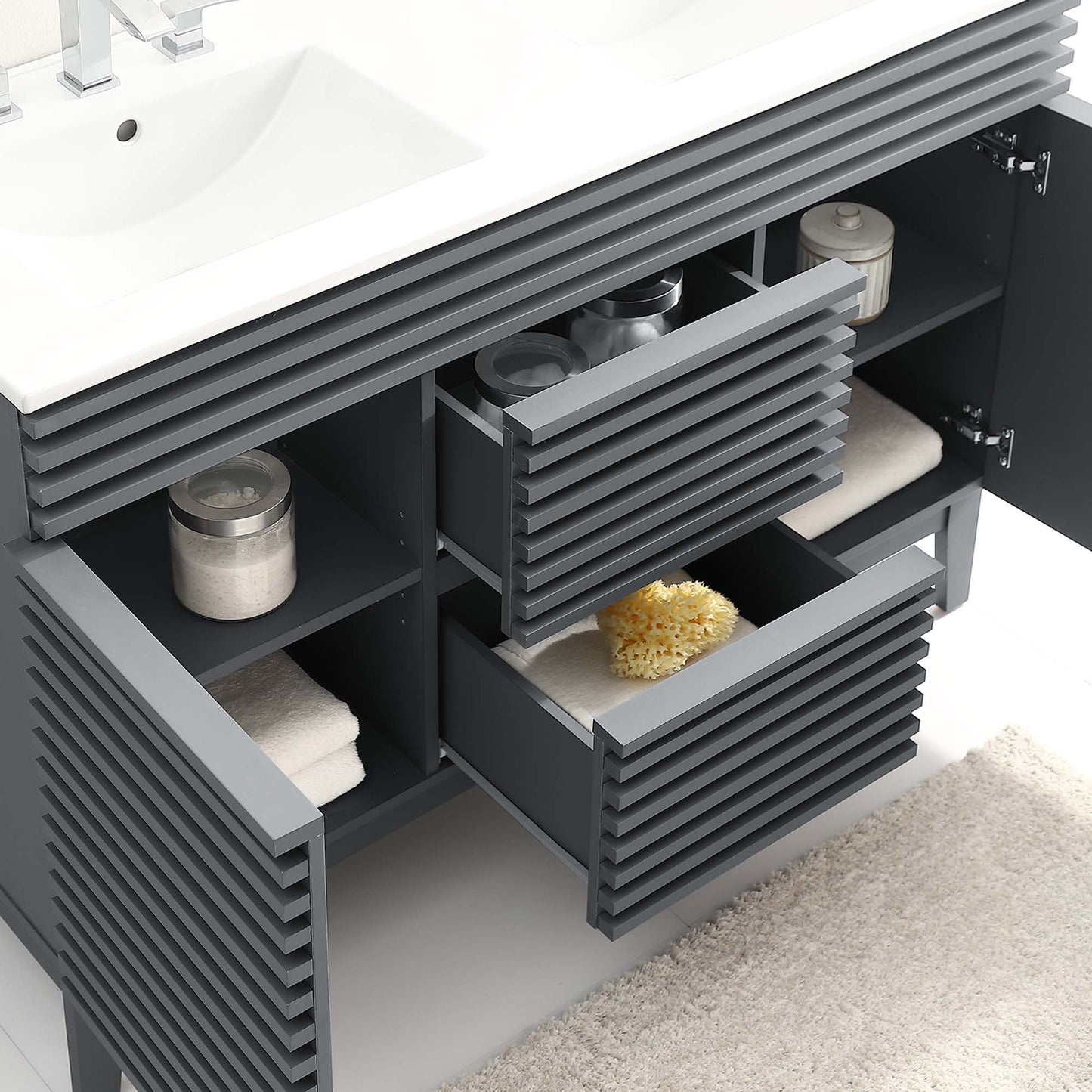 Modway furniture Render 48" Bathroom Vanity with White Basin Included - EEI-4439-WAL-WHI