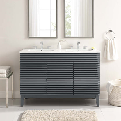 Modway furniture Render 48" Bathroom Vanity with White Basin Included - EEI-4439-WAL-WHI
