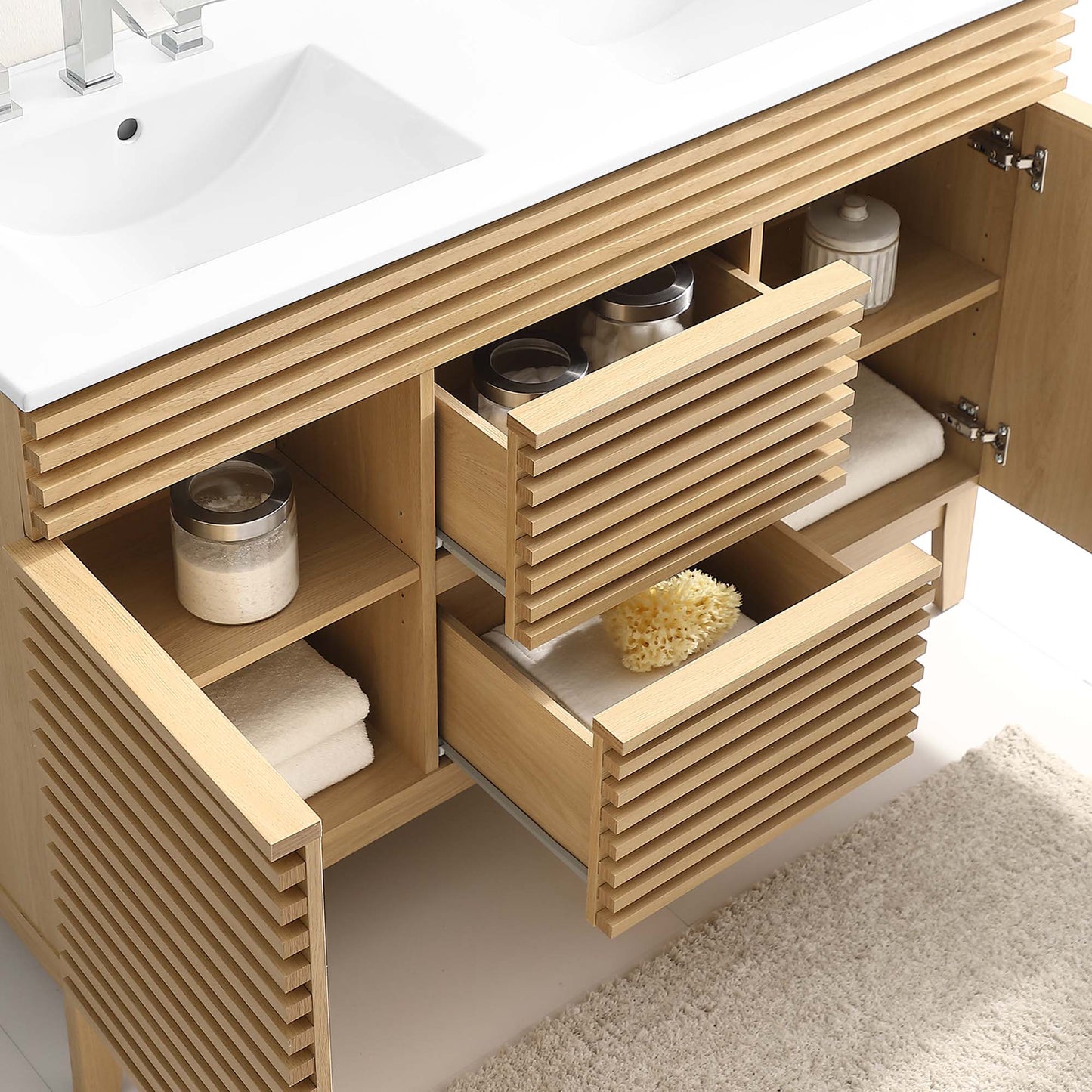 Modway furniture Render 48" Bathroom Vanity with White Basin Included - EEI-4439-WAL-WHI