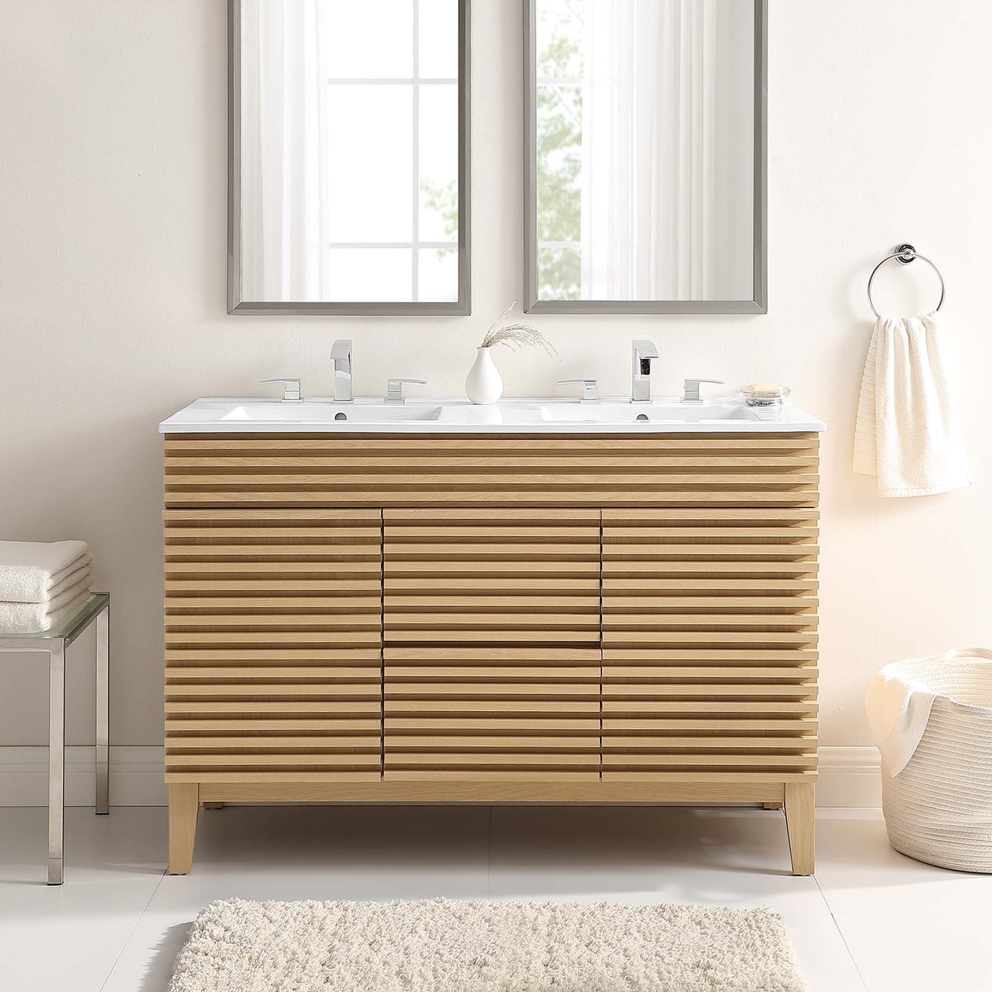 Modway furniture Render 48" Bathroom Vanity with White Basin Included - EEI-4439-WAL-WHI