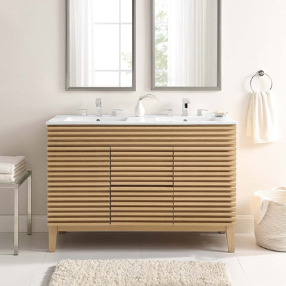Modway furniture Render 48" Bathroom Vanity with White Basin Included - EEI-4439-WAL-WHI