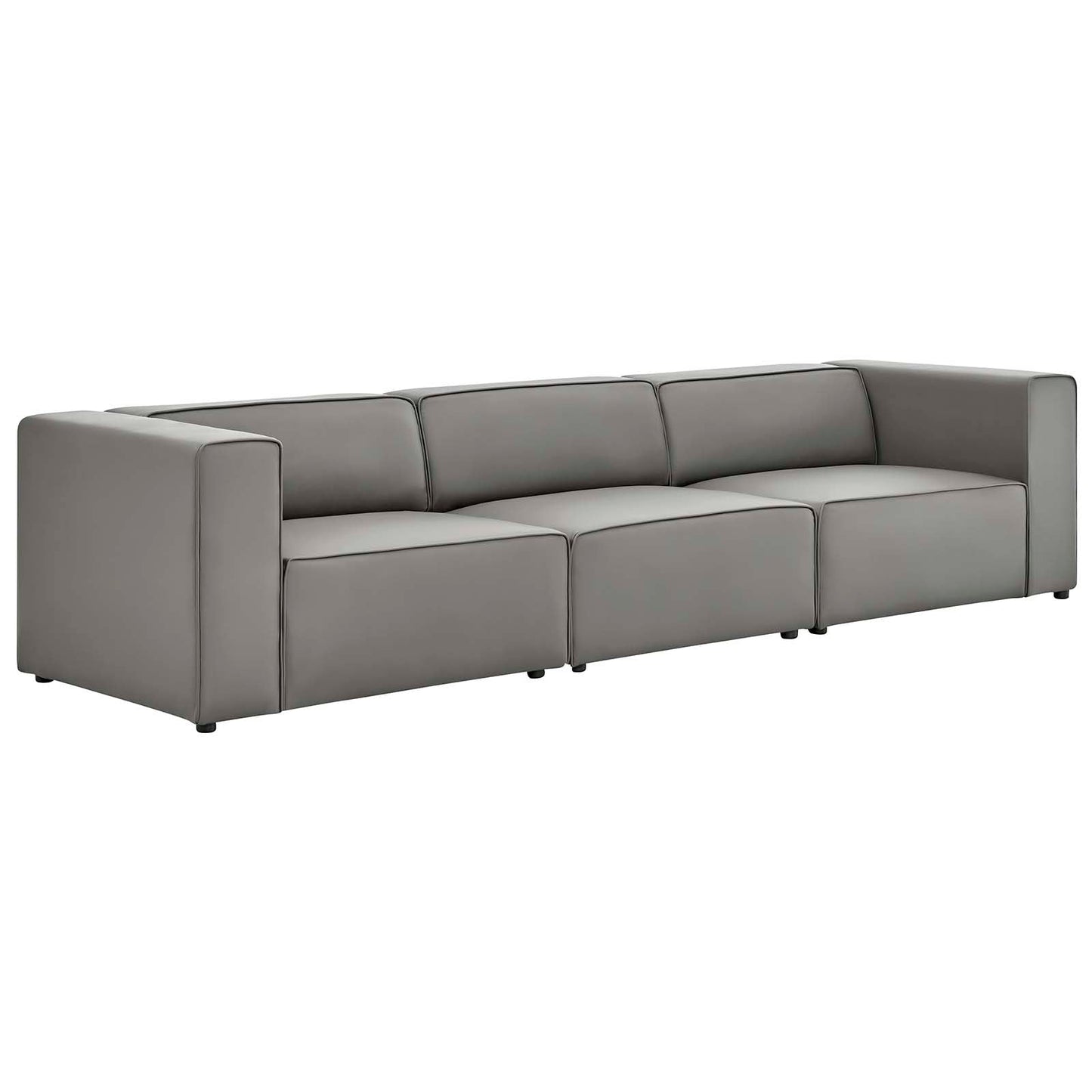 Modway furniture Mingle Vegan Leather Sectional Sofa - Stylish, Comfortable 3-Piece Design for Modern Living Spaces - EEI-4789-GRY