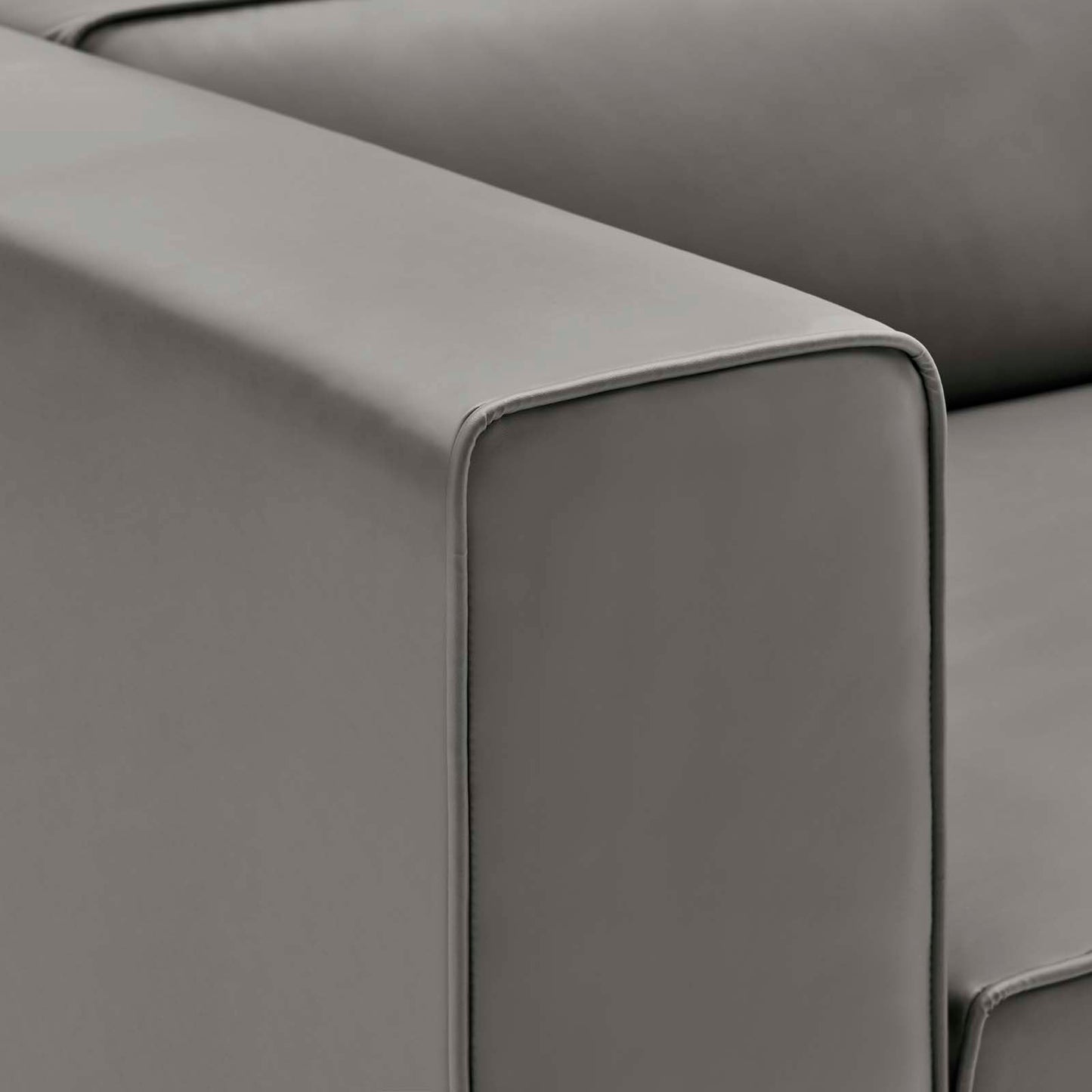 Modway furniture Mingle Vegan Leather Sectional Sofa - Stylish, Comfortable 3-Piece Design for Modern Living Spaces - EEI-4789-GRY