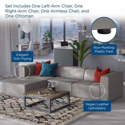 Modway furniture Mingle Vegan Leather Sofa and Ottoman Set - Stylish Modern Seating for Contemporary Living Spaces - EEI-4790-TAN