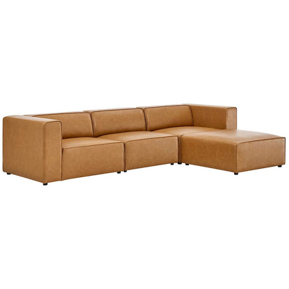 Modway furniture Mingle Vegan Leather Sofa and Ottoman Set - Stylish Modern Seating for Contemporary Living Spaces - EEI-4790-TAN
