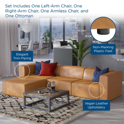 Modway furniture Mingle Vegan Leather Sofa and Ottoman Set - Stylish Modern Seating for Contemporary Living Spaces - EEI-4790-TAN