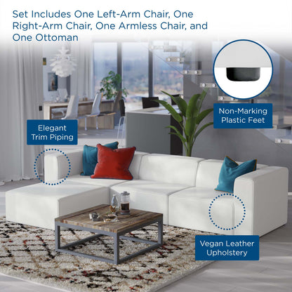 Modway furniture Mingle Vegan Leather Sofa and Ottoman Set - Stylish Modern Seating for Contemporary Living Spaces - EEI-4790-TAN
