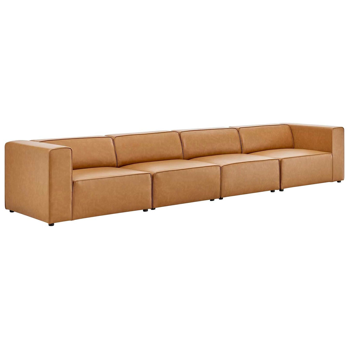 Modway furniture Mingle Vegan Leather 4-Piece Sectional Sofa - Stylish, Comfortable Seating for Modern Living Spaces - EEI-4793-GRY