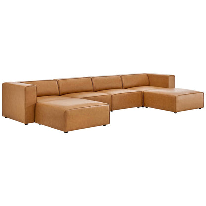 Modway Furniture Mingle Vegan Leather 4-Piece Sofa and 2 Ottomans Set by Modway - EEI-4794-TAN