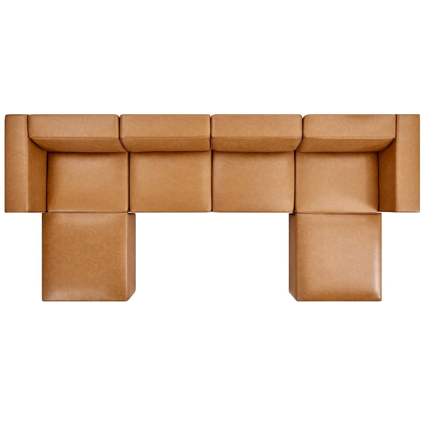 Modway Furniture Mingle Vegan Leather 4-Piece Sofa and 2 Ottomans Set by Modway - EEI-4794-TAN