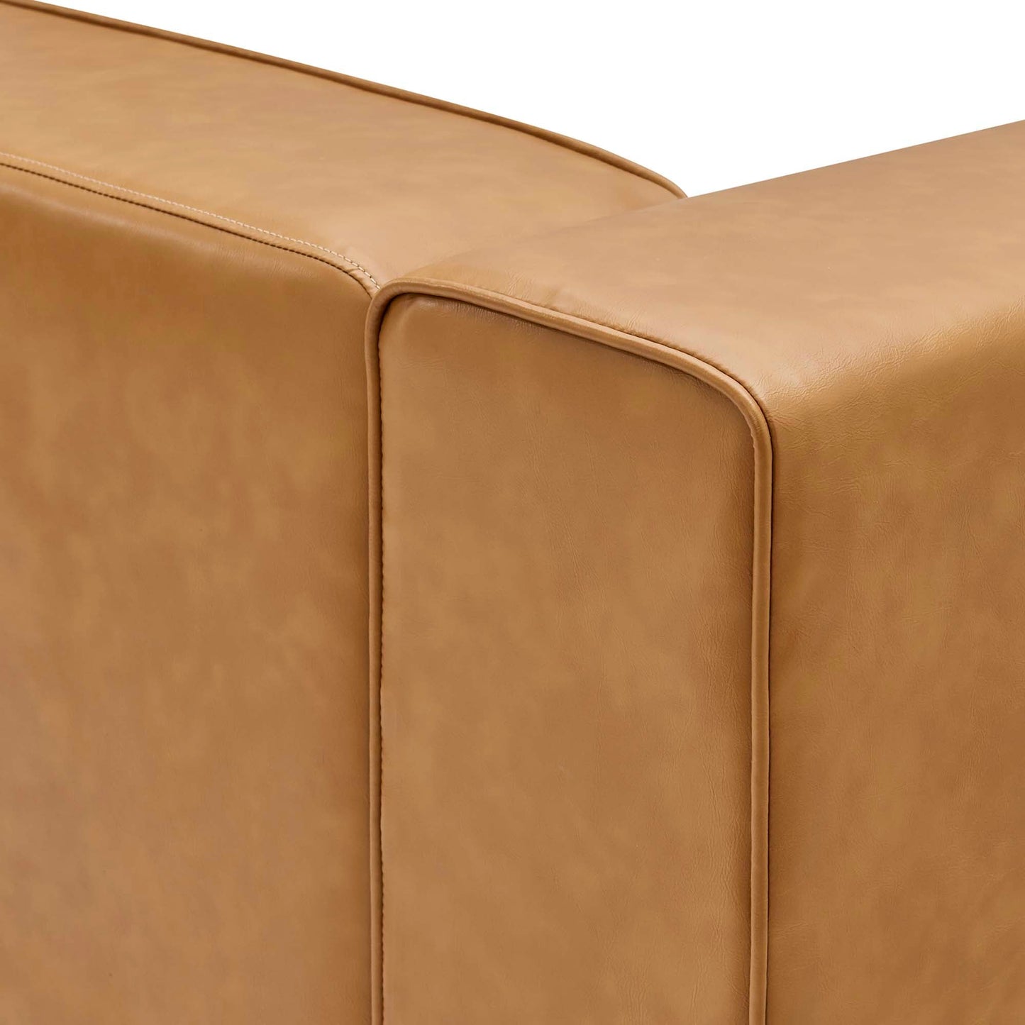 Modway Furniture Mingle Vegan Leather 4-Piece Sofa and 2 Ottomans Set by Modway - EEI-4794-TAN