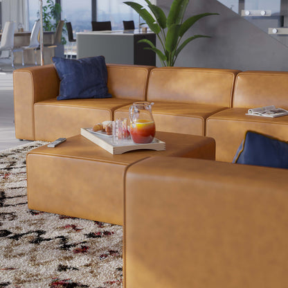 Modway Furniture Mingle Vegan Leather 8-Piece Sectional Sofa Set by Modway - EEI-4799-TAN