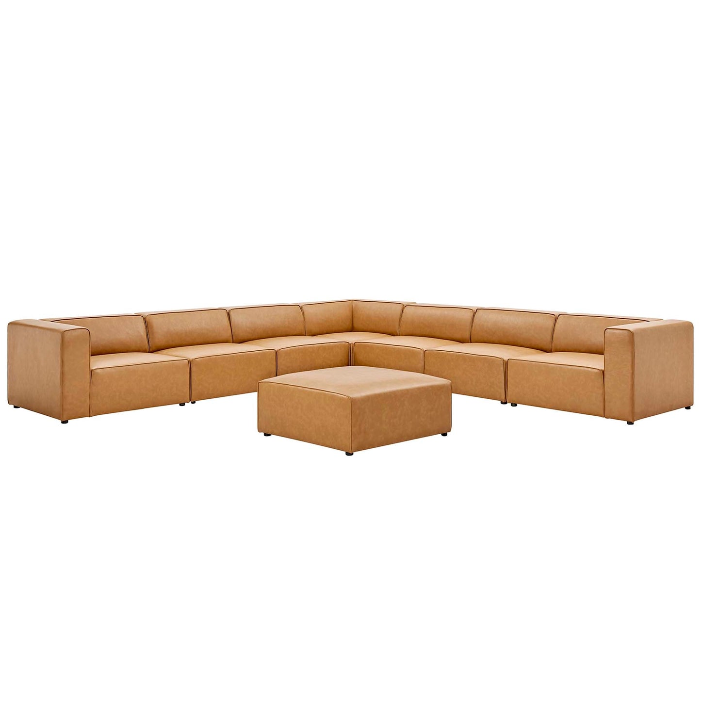 Modway Furniture Mingle Vegan Leather 8-Piece Sectional Sofa Set by Modway - EEI-4799-TAN