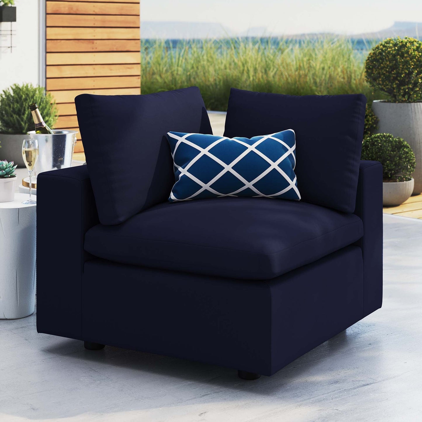 Modway Furniture Commix Sunbrella Outdoor Patio Corner Chair - EEI-4907-NAV