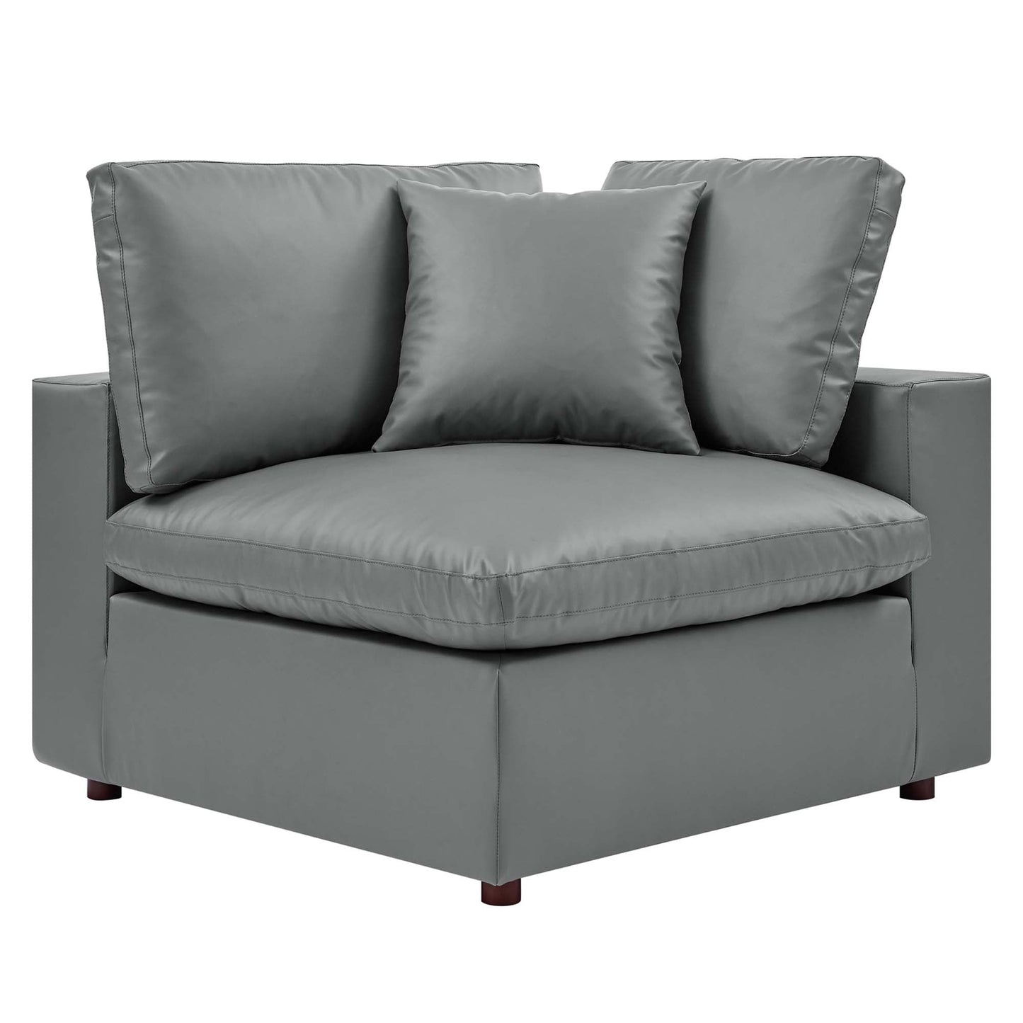 Modway Furniture Commix Down Filled Overstuffed Vegan Leather 5-Piece Sectional Sofa by Modway - EEI-4920-GRY